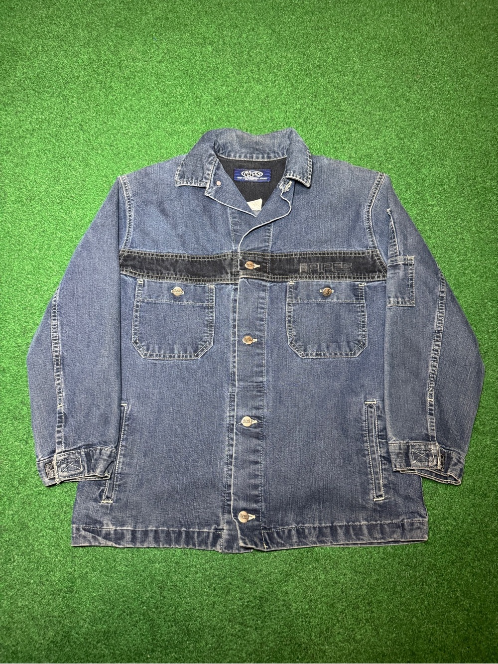 Vintage 90s Denim Chore Jacket, Lee Pipes JNCO Style Skater Coat Jean (Large)